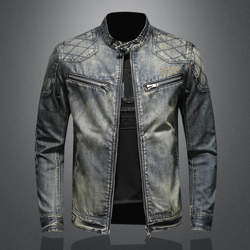 Veste en jean à glissière pour homme