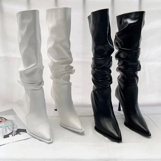 Bottes longues pointues au genou pour femmes, talon aiguille Parker pour femmes