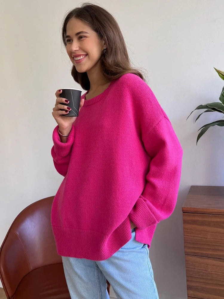 Pull à Col Rond pour Femme, Vêtement Fendu