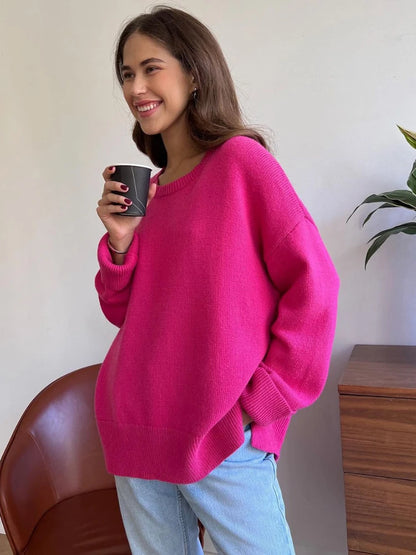 Pull à Col Rond pour Femme, Vêtement Fendu