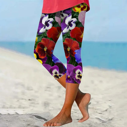 Leggings d'été à imprimé floral pour femmes