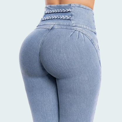 Jean taille haute en Denim pour femmes