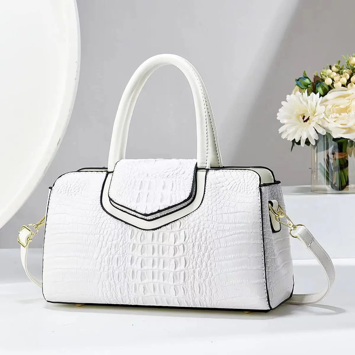 Sac à main motif crocodile pour femme