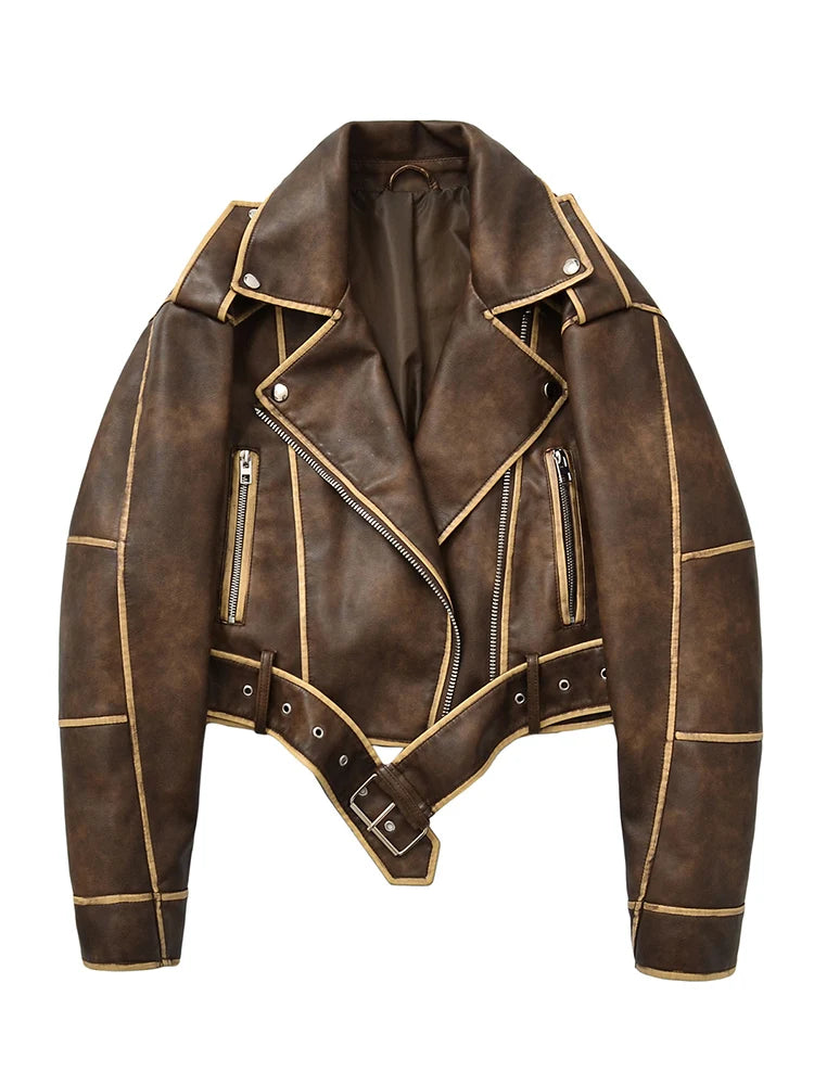 Veste en faux cuir pour femmes