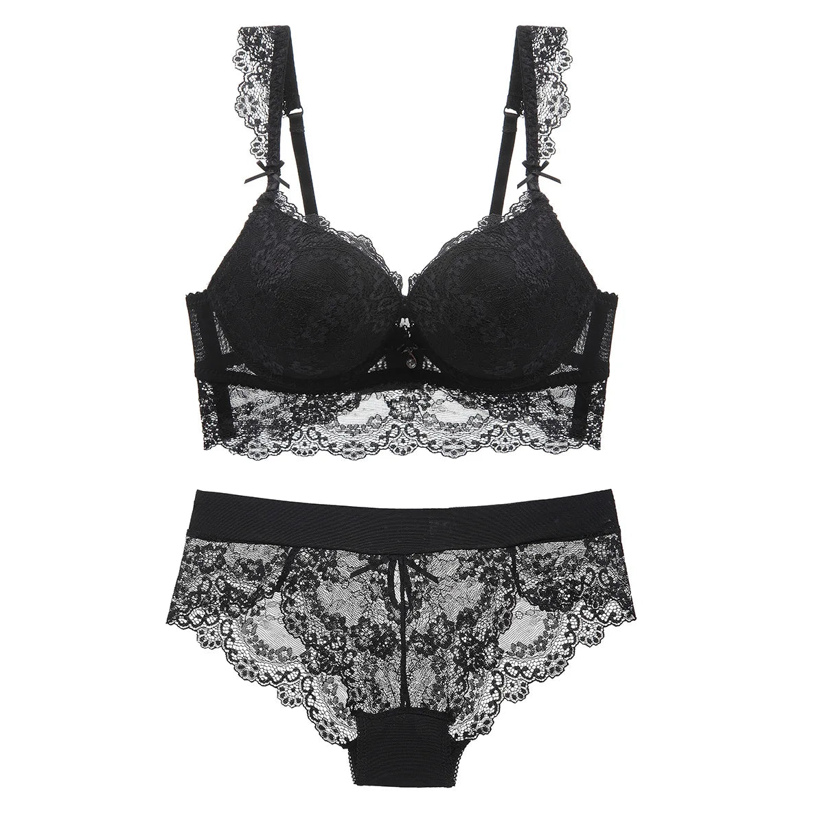 Ensemble soutien-gorge et culotte push-up en dentelle pour femmes