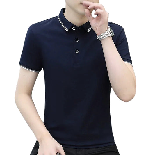 T-shirt manches courtes col rabattu pour hommes