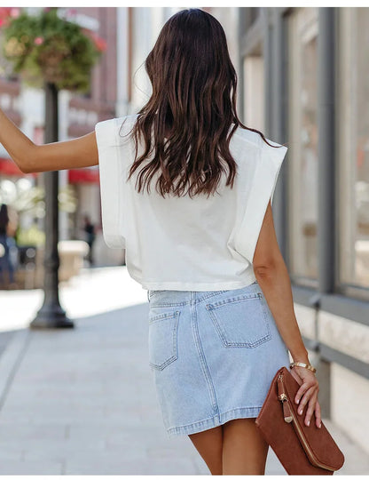 Mini jupe en jeans décontractés pour femmes