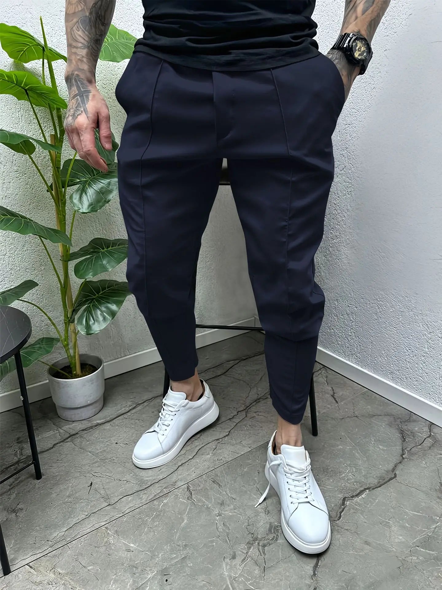 Pantalon en coton multi-poches à cordon de serrage pour hommes