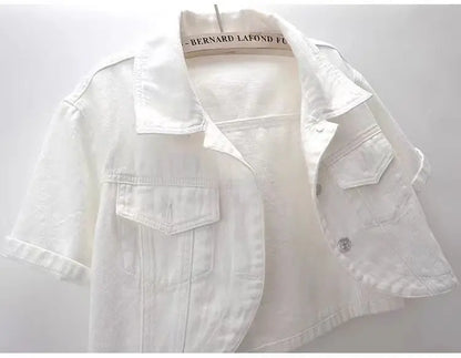 Veste en jean rose à manches courtes pour femmes