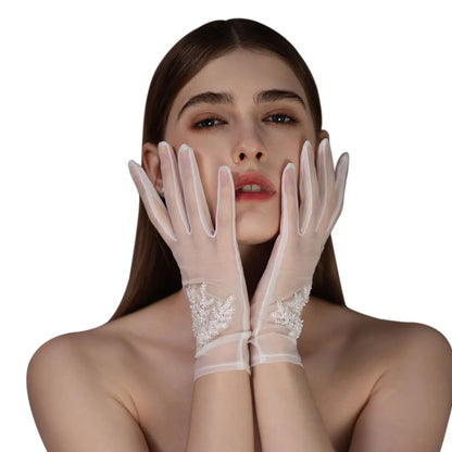 Gants Élégants en Tulle Doux pour Patients de Mariage, Pièce de Perles de Clip