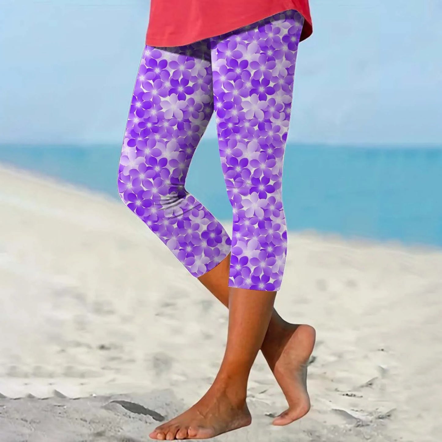 Leggings d'été à imprimé floral pour femmes