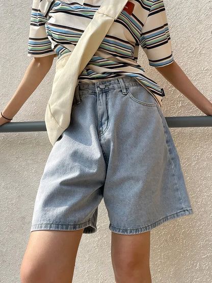 Short en jean taille haute pour femmes