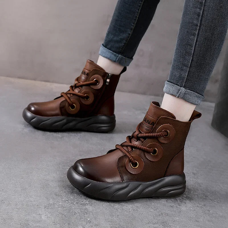 Bottines  en cuir de vache véritable pour femme 4cm