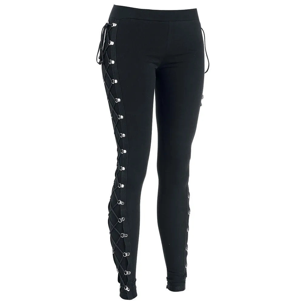 Leggings Gothiques Punk à Lacets pour Femme