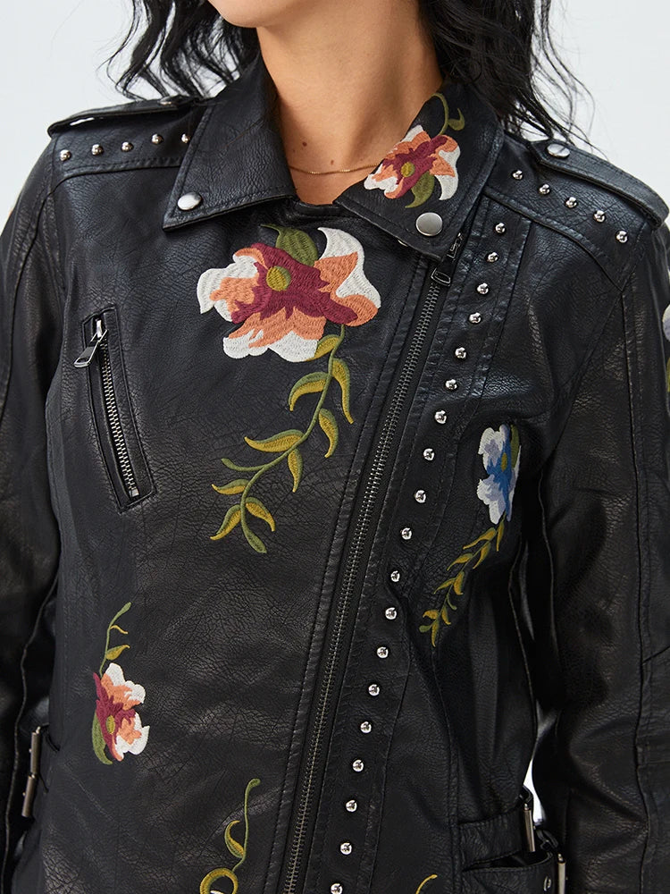 Veste en faux cuir vintage pour femmes