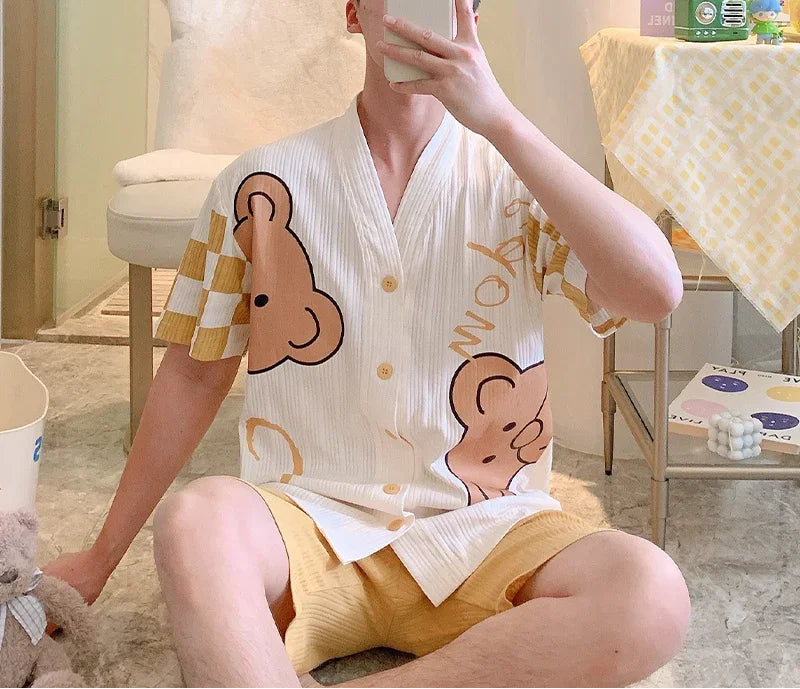 Pyjama d'été en coton pour hommes