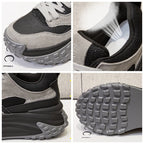 Baskets à semelle compensée 6cm en cuir de vache véritable pour femmes