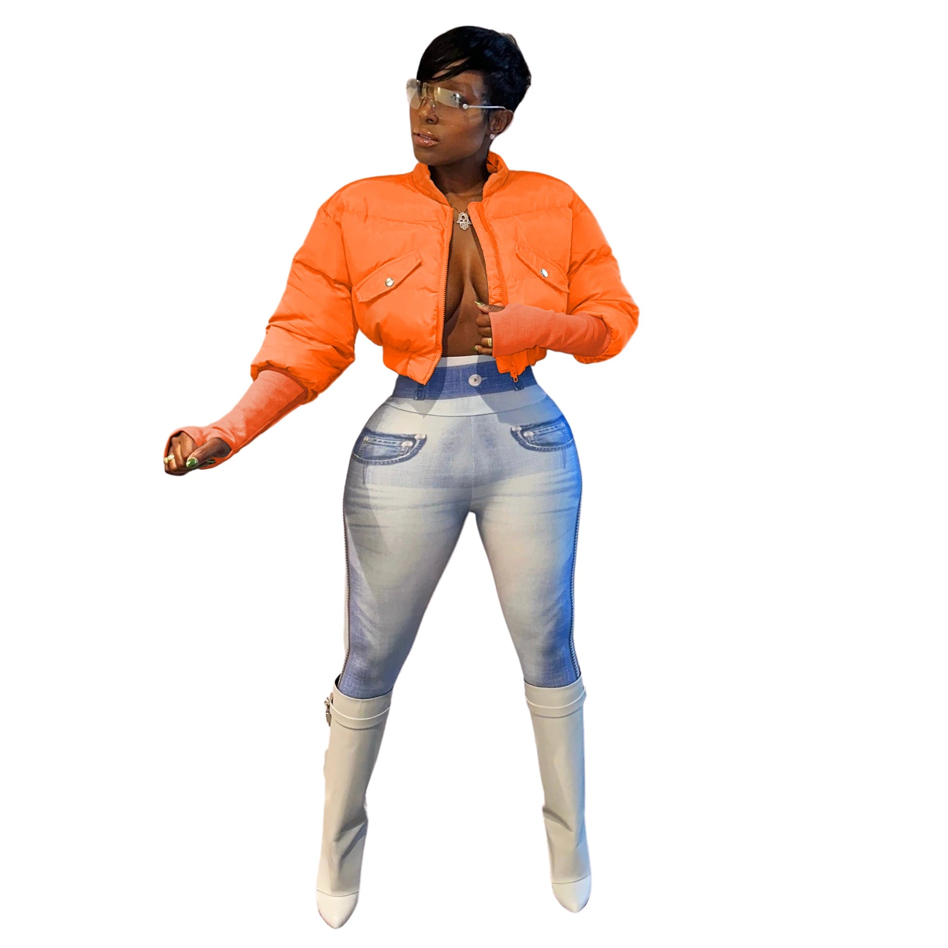 Manteau col rabattu et fermetures éclair pour femmes