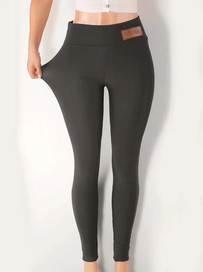 Leggings taille haute en velours d'agneau épais pour femmes