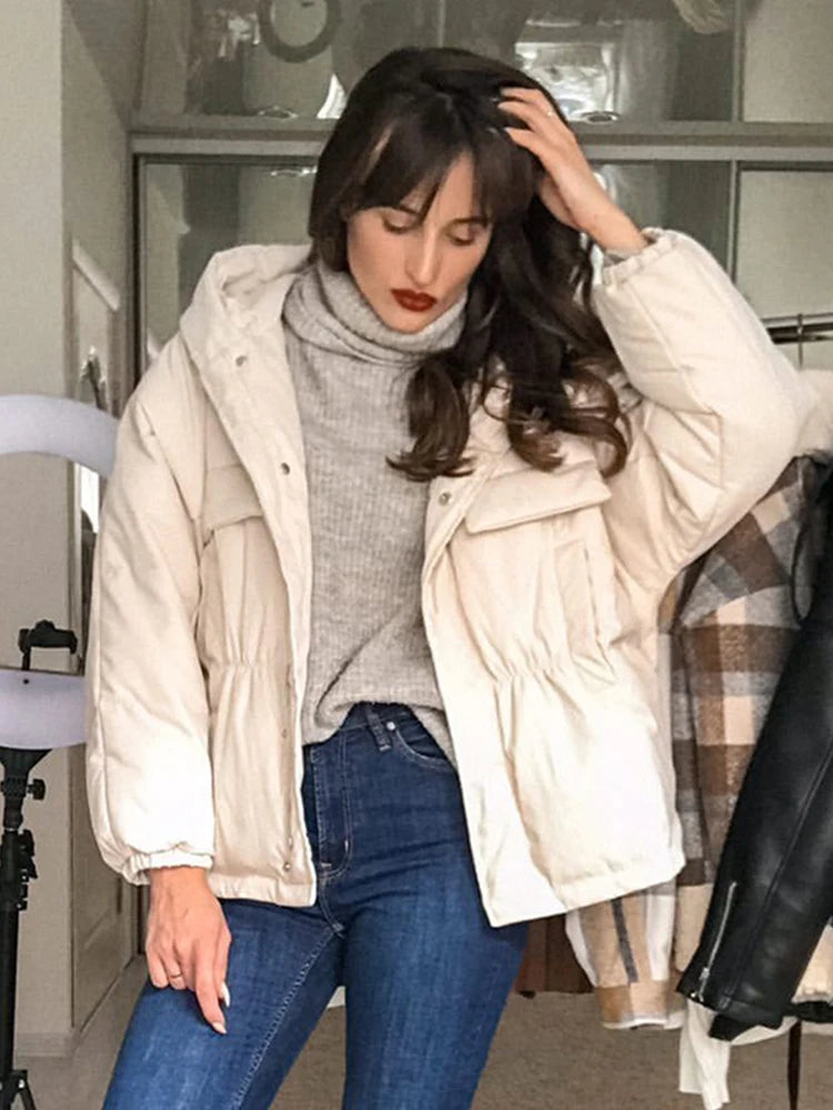 Manteau courte à capuche en fourrure de raton laveur véritable pour femme