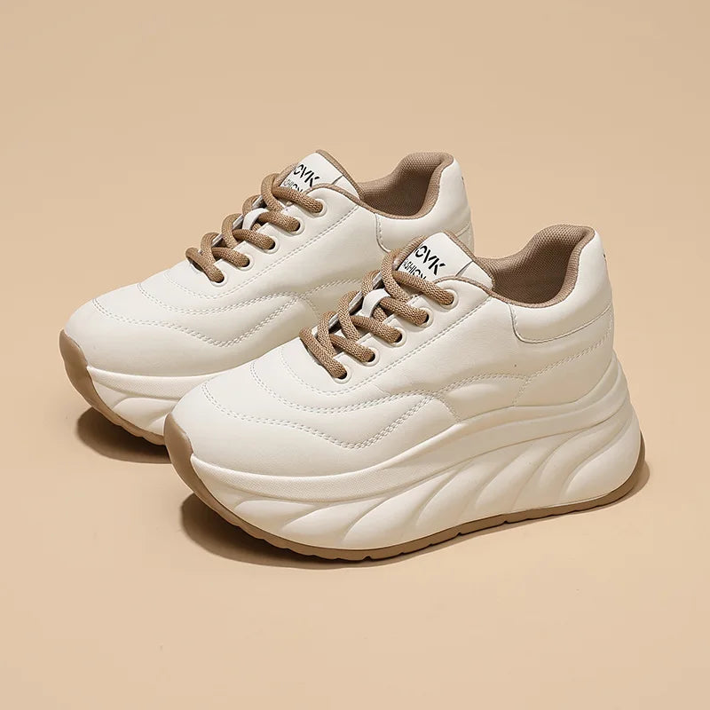 baskets en cuir véritable pour femmes