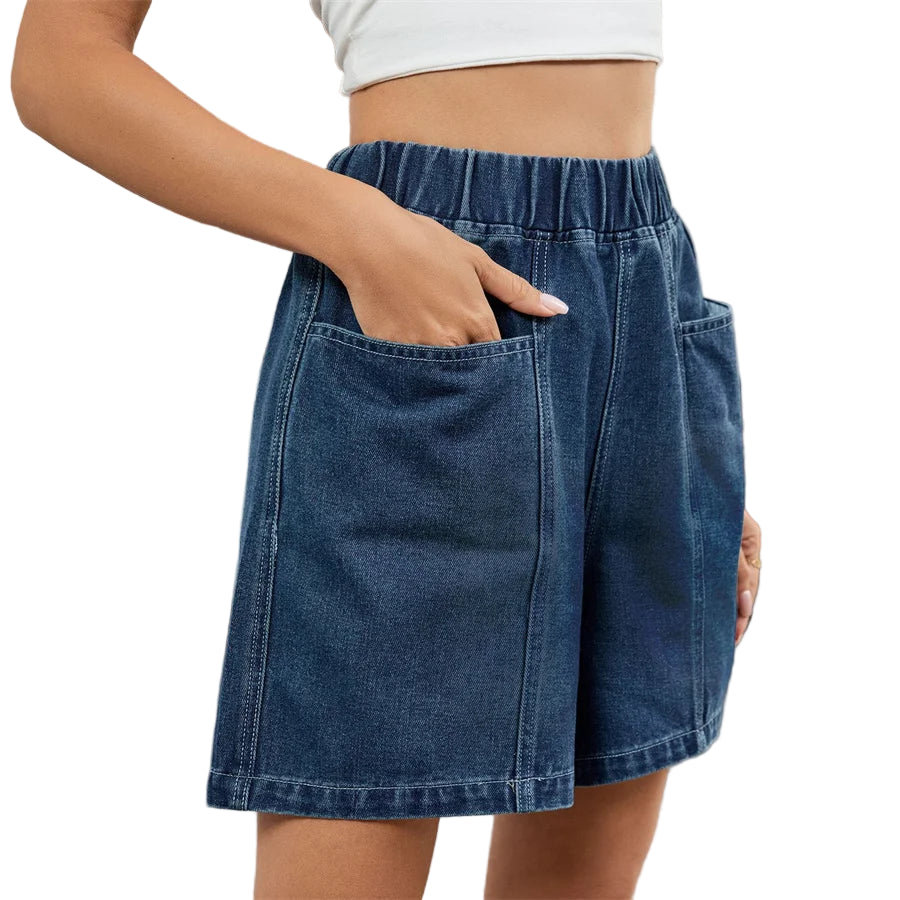 Shorts en jean taille élastique pour femmes
