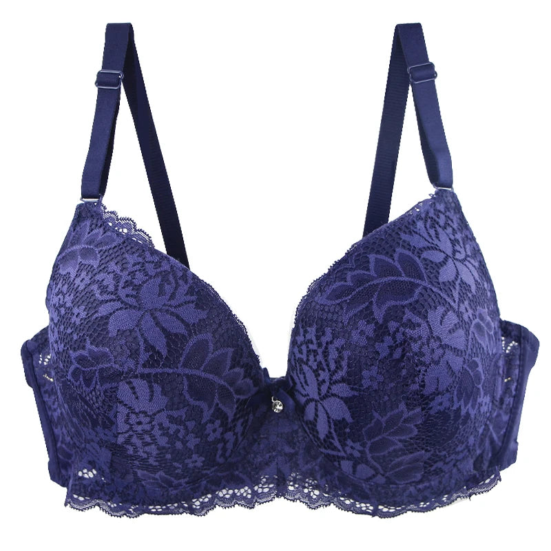 Soutien-gorge push-up sexy en dentelle avec nœud floral pour femmes
