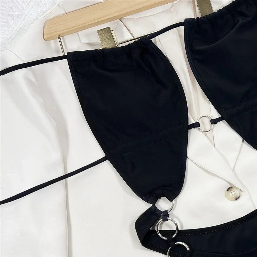 Maillot de bain une pièce noir, sexy, dos nu  pour femmes