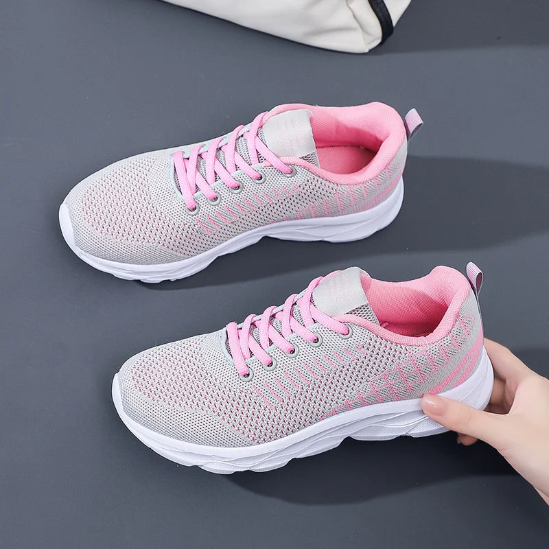Chaussures de sport plates en maille respirante pour femmes