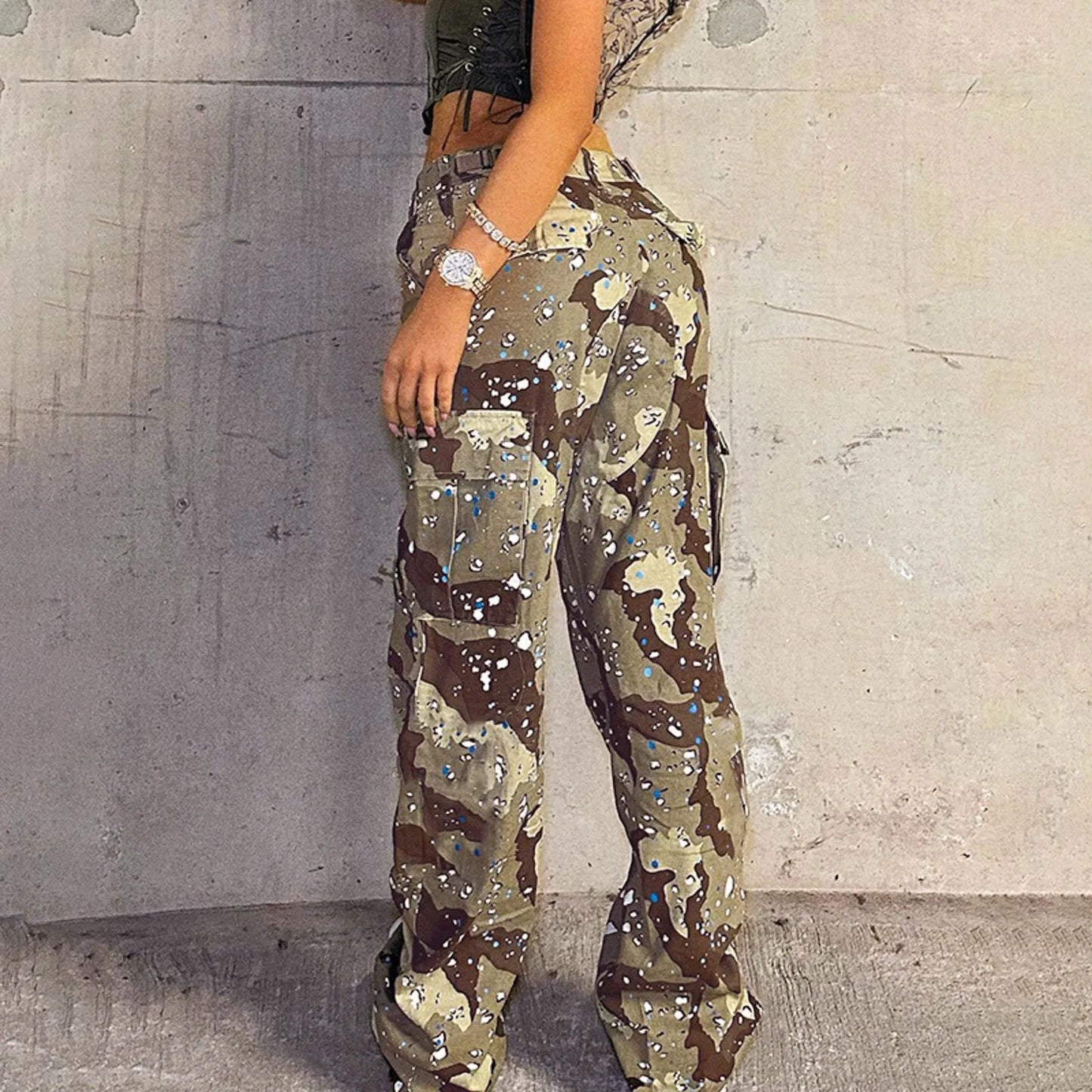 Pantalon cargo camouflage pour femme, pantalon militaire décontracté,