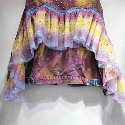 Veste en jean Tie Dye à la mode printanière pour femme