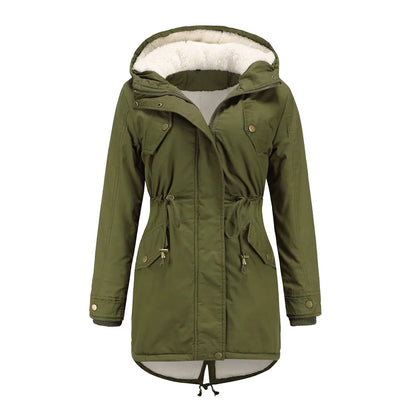 Vestes épaisses pour femme, parka à capuche avec fermeture éclair, manteaux polaires solides, chauds