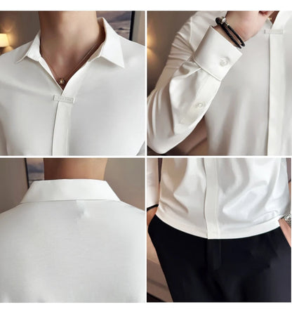 T-shirt à manches longues et col en v pour hommes