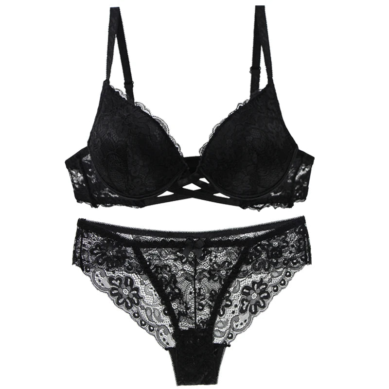Ensemble de lingerie sexy en dentelle florale pour femmes