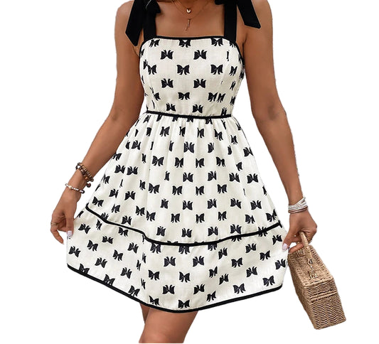 Robe courte sans manches à imprimé nœud pour femmes