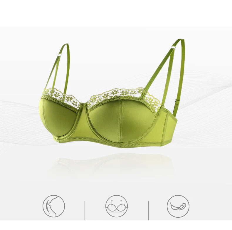 Ensemble de soutien-gorge Ultra-fin en dentelle, sous-vêtements d'épissure en Satin de soie française