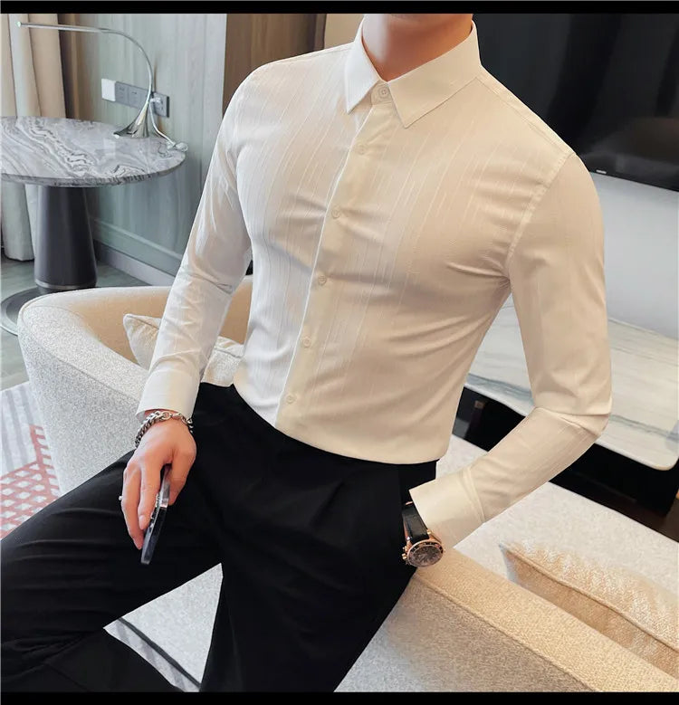 Chemises rayées à manches longues pour hommes