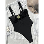 Maillot de bain une pièce à fleurs en métal pour femmes