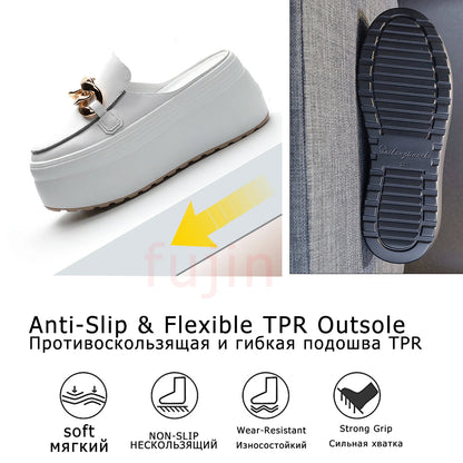 Sandales à plateforme en cuir véritable, pantoufles à l'offre elles compensées chaussures d'été, mules en cuir véritable 7cm