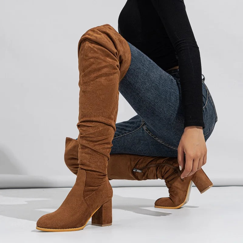 Bottes au dessus du genou fermeture éclair pour femmes