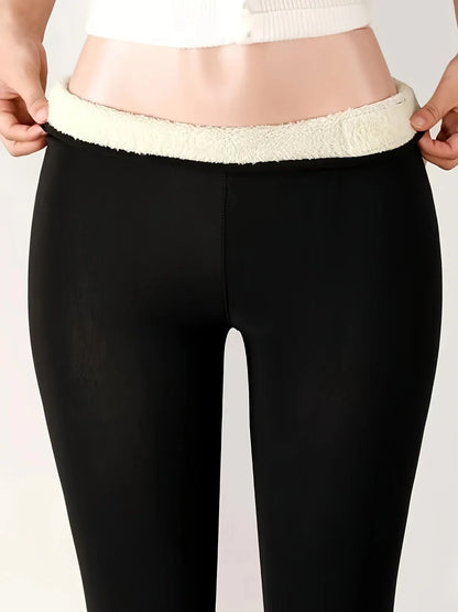 Leggings taille haute en velours d'agneau épais pour femmes