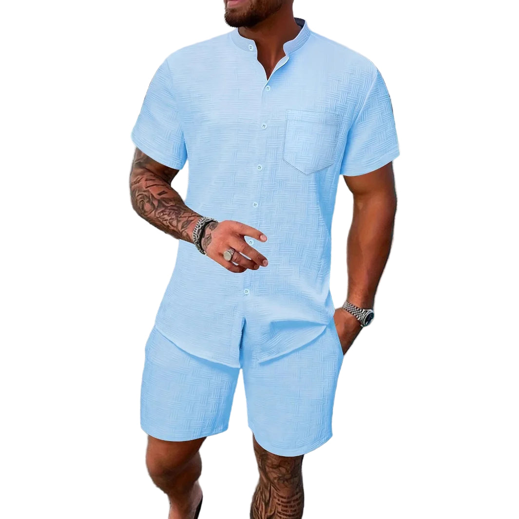 Ensemble chemise décontractée à manches courtes et short pour hommes