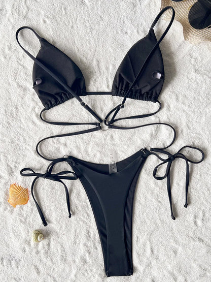 Maillot de bain une pièce sexy à dos croisé pour femme, mini micro string