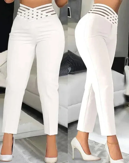 Pantalon en Maille Transparente pour Femme, Tenue Élégante