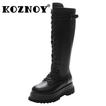 Bottes hautes en microcarence pour femme, bottines à talon compensé 5cm , fermeture éclair, hauteur genou, peluche