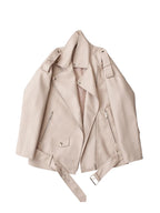 Veste avec ceinture ample fermeture éclair en Faux cuir pour femmes