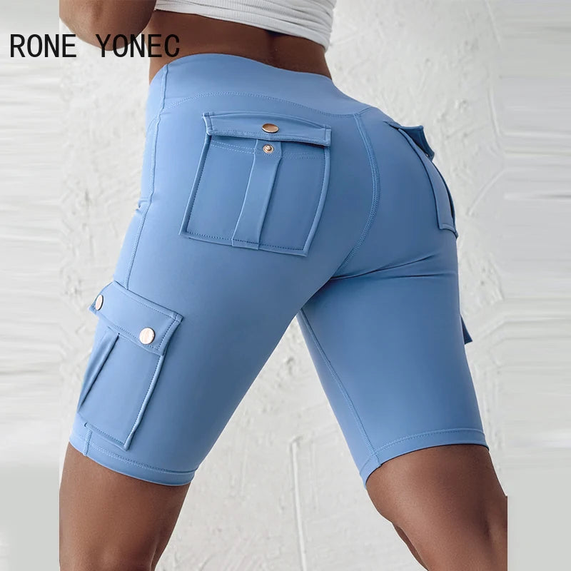 Short mi-long décontracté à taille haute élastique pour femme