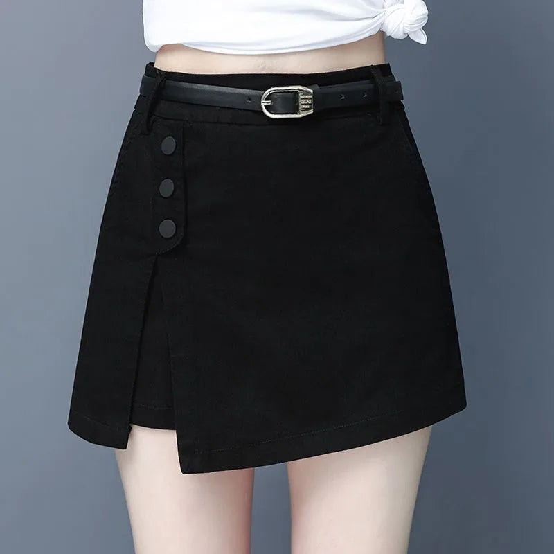 Jupe short courte décontractée taille haute pour femme,