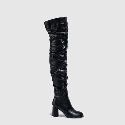 Bottes plissé fermeture éclair pour femmes