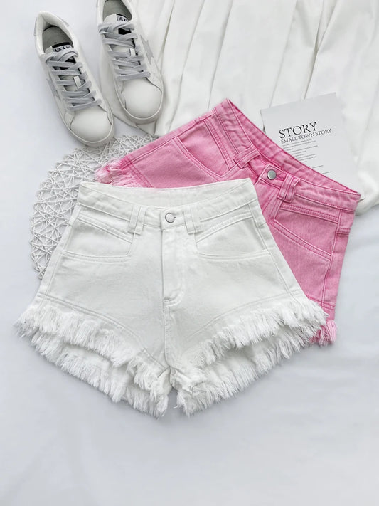 Short en jean blanc pour femme